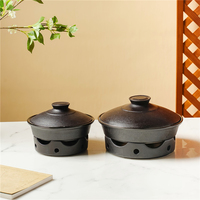 Rux — Casserole en céramique ronde noire, Pot à ragoût, casseroles en argile, cuissardes de cuisine avec couvercle, Style nordique