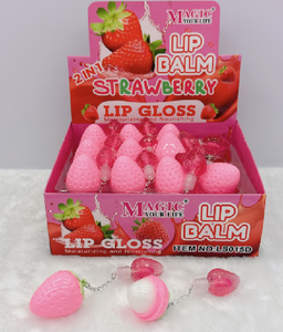ลิปบาล์มสตรอว์เบอร์รี่ 2 in 1 พร้อมลิปกลอส คุณภาพสูง ราคาโรงงาน ขายส่งโดยตรง - Product Image 3