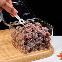 Caja Transparente para Snacks de PET con Tenedor, 450 ml, 15 oz, Tapa Abatible con Cierre, Apta para Alimentos, Contenedor de Almacenamiento para Frutos Secos y Dulces, Organizador de Cocina