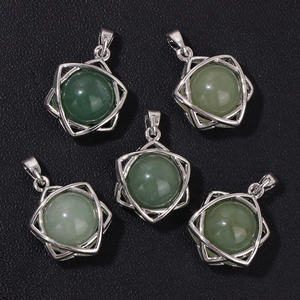 15*20mm batu permata bola <span class=keywords><strong>Merkaba</strong></span> bintang liontin kristal alami bola bulat manik tembaga dibungkus bintang liontin untuk Perhiasan DIY - Product Image 6