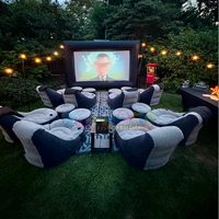 Écran de cinéma gonflable portable pour l'extérieur, configuration de cinéma commercial, projecteur, avec chaises gonflables