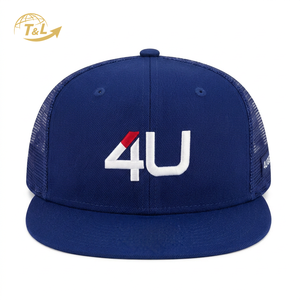 Gorra Trucker de Malla 4U GEAR, 6 Paneles, Visera Plana, Cierre a Presión, Transpirable, Ajustable, Unisex, Casual, Azul con Relieve, para las Cuatro Estaciones - Product Image 2