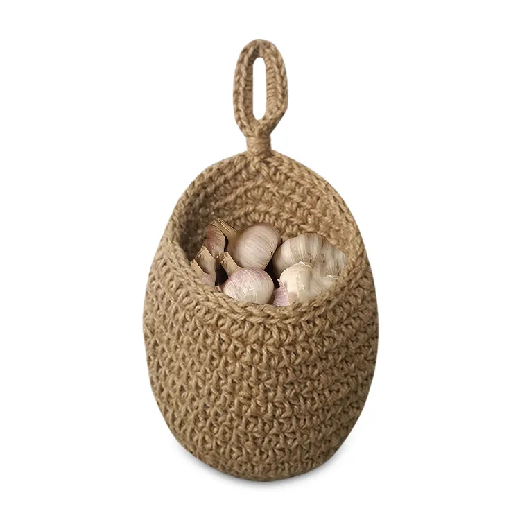 Round Special Hemp Rope Woven Hanging Storage Basket Fruits and Vegetables Hanging Hemp Rope Baskets