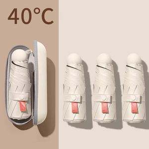 Women's Premium Five-Fold Compact Umbrella Dual-Use Foldable Rain and <b>Sunscreen</b> Capsule UPF50 for Travel - Product Image 1