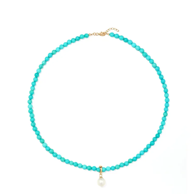 2022 Frühlings mode inspiriert Goldkette Braut schmuck kleine blaue Handwerk afrikanischen Türkis Edelstein Perlen Perle Choker Halskette