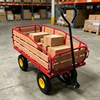 Chariot utilitaire à quatre roues pour extérieur, personnalisable, avec barres de protection en bois et acier, OEM, pour le shopping, le stockage et les outils