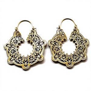 Boucles d'oreilles créoles géométriques plaquées or pour femme, style bohème, en alliage, bijoux de mode pour soirée - Product Image 1