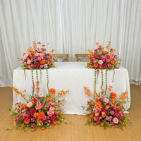 Centres de table floraux artificiels orange, fuchsia et rose pour mariage, arrangements floraux pour la table de la mariée, décoration de réception de mariage