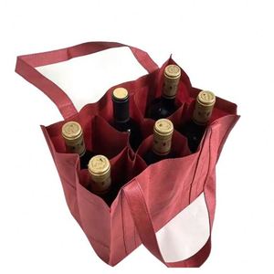 Wholesale Reusable Bottle Carrier Bag 6 Bottle Eco Wine Holder Bag Nonwoven Wine Bag With Custom Logo <b>Printed</b> - Product Image 3