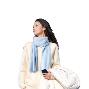 Écharpe d'hiver en <span class=keywords><strong>soie</strong></span> de mûrier et laine brossée pour femme, haut de gamme, simple, polyvalente, couleur unie, longue, type <span class=keywords><strong>snood</strong></span> - Product Image 5