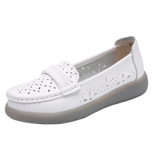 Zapatos de Enfermería de Cuero Genuino Blanco para Mujer con Plantilla de EVA, Suaves y Cómodos, con Tendencia de Moda para las Temporadas de Primavera, Verano y Otoño - Product Image 1