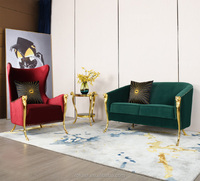 Fauteuil simple inclinable de luxe canapé Style européen fauteuils en velours en laiton doré fauteuil d'appoint de salon haut de gamme fauteuil classique