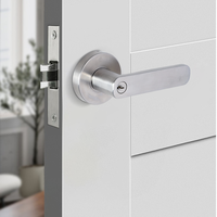 Manija de Puerta Interior Moderna con Palanca, Acabado Níquel Pulido, con Llave para Puerta Interior