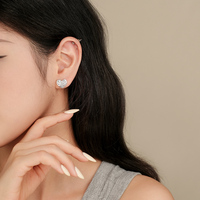 Nouveau à la mode 925 en argent Sterling mignon bijoux empreinte digitale en forme de coeur petites boucles d'oreilles pour les femmes