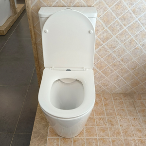 WC in <span class=keywords><strong>Ceramica</strong></span> Moderno a Pavimento con Doppio Scarico, Standard Europeo, Altezza Comfort, Sedile con Chiusura Morbida di Lusso - Product Image 5