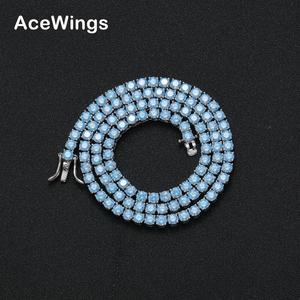 Bc202 4Mm 16 "18" 20 "Biển Màu Xanh Brass CZ Tennis Chuỗi Vòng Cổ Hip Hop Bling Đồ Trang Sức Zircon Tennis Chuỗi Iced out - Product Image 1