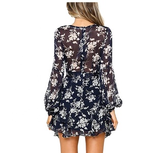 Vestidos Mini de Primavera para Mujer, Casuales, de Manga Larga, con Estampado Floral, Cuello en V, Estilo Bohemio, para Fiesta en la Playa, Vestido Largo para Mujer - Product Image 6
