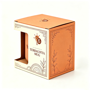 Boîtes pliantes en carton ondulé personnalisées avec logo OEM imprimé pour l'emballage de tasses à thé, mugs à café, avec fenêtre - Product Image 4