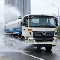 Camion arroseur d'eau Foton Auman blanc 8X4 340HP LHD Euro5 d'occasion pour le lavage des routes municipales et la lutte contre la poussière