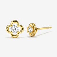 Pendientes de Diamantes con Corte Brillante en Forma de Trébol de Cuatro Hojas DHANI JEWELS, Oro Blanco, Amarillo y Rosa de 14K, Chapados en Oro, Claridad SI, Venta al Por Mayor