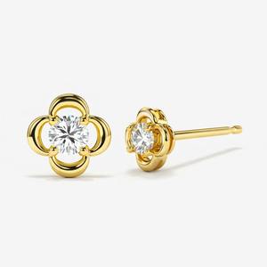 Venta al por Mayor de Aretes de Diamantes con Trébol de Cuatro Hojas DHANI JEWELS, Oro Blanco, Amarillo y Rosa de 14K, Claridad SI, Diamantes Naturales para Minoristas - Product Image 2