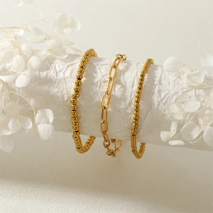 Trendy Layered Titanium Steel <b>Beaded</b> <b>Bracelet</b> Minimalist Design Simple Daily <b>Bracelet</b> Unisex Suitable for Office or Casual Wear - Product Image 4