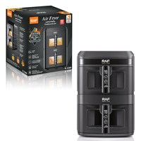 Fritadeira a Ar Dupla RAF 14L 2800W 7L com Controle Digital 60-200°C para Frango e Batatas Fritas - Ideal para Cozinha Doméstica