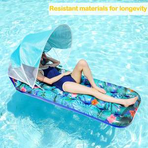 Flotador Inflable de PVC para Piscina con Toldo Extraíble, Tumbona Acuática de 18 Orificios con Protección UV para Adultos - Product Image 2
