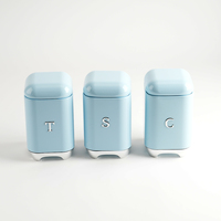 Poubelle à pain en acier durable avec 3 boîtes de rangement pour thé, café, sucre, pain et bocaux de stockage d'aliments secs