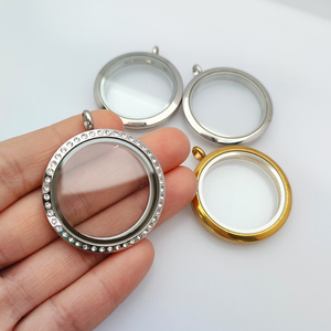 38 мм из нержавеющей стали стеклянный медальон на заказ для мужчин и женщин Изготовление ювелирных изделий плавающее ожерелье кулон фото живой памяти медальон - Product Image 6