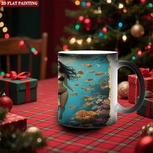 Mug à changement de couleur noir givré 11oz en céramique réutilisable, tasse quotidienne écologique sans BPA - Product Image 2