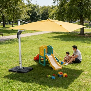 Sombrilla de <span class=keywords><strong>Patio</strong></span> Comercial 360 <span class=keywords><strong>Cantilever</strong></span> <span class=keywords><strong>Offset</strong></span> Roma, Diseño Moderno, Estructura de Aluminio Resistente con Recubrimiento en Polvo, Muebles para Exteriores - Product Image 4