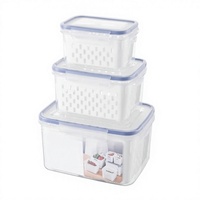 Conteneurs de conservation alimentaire frais avec couvercle à boucle, panier égouttoir pour réfrigérateur, hermétique, empilable, avec bac anti-goutte pour une conservation optimale