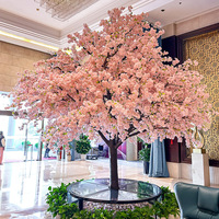 Grand arbre artificiel de cerisier en soie de style japonais, rose, pour intérieur et extérieur, fleur de pêcher porte-bonheur, écologique et durable