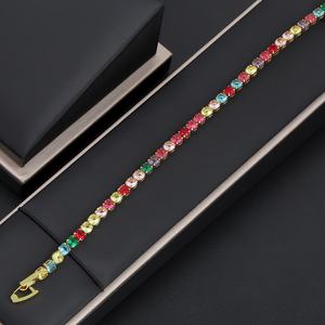 Bracelet de tennis JXX Fashion pour femme, plaqué or, avec zircon, bracelet tendance en laiton avec breloques pour mariages et soirées - Product Image 4