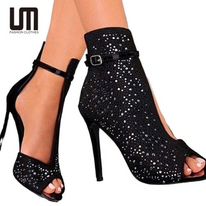 <span class=keywords><strong>Liu</strong></span> Ming nuevos productos al por mayor 2024 Sexy ahueca hacia fuera los zapatos de vestir de verano para mujer fiesta Rhinestone negro Peep Toe tacones altos - Product Image 1