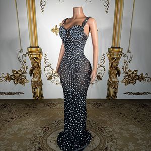 Splendido Abito Lungo da <span class=keywords><strong>Sera</strong></span> Nero con Cristalli e Strass, Aderente, per Eventi e Cocktail - Product Image 4