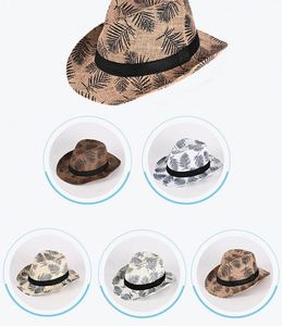 Sombrero de Paja Fedora con Logotipo de Árboles, Tema Tropical, para Fiestas, Ala Corta, Estilo Trilby, para Playa y Sol - Product Image 2