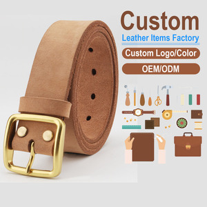 Vintage Solid Genuine Leather Belt Authentic Top Layer Cowhide Hand-Cut <b>Pin</b> Buckle Waist Strap with No-Layering Design - Product Image 1