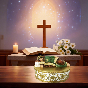Sleeping <strong>St</strong>. <strong>Joseph</strong> <strong>Statue</strong> Handmade Hand-painted Trinket Desktop Decorative Box Religious Catholic Home Decor Memorial Gift - Product Image 4