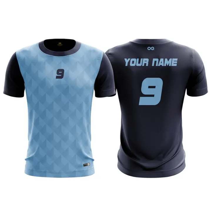 100% Polyester Best Quality Blue Sports t shirt custom made Design your own Football soccer jersey for wholesale bulk exporters