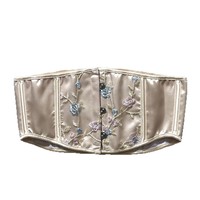 Ceinture Corset Courte Vintage Style Chinoiserie à Broderie Florale pour Robes – Ceinture de Taille Orientale