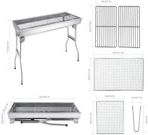 Grand barbecue portable pliable en acier inoxydable épaissi pour extérieur, four à charbon de bois - Product Image 4