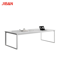 Table de conférence rectangulaire blanche moderne 6 places avec pieds en panneau de bois pour bureau, salle de réunion, salle de formation - Vente en gros
