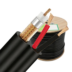 <strong>Copper</strong> Conductor 20 AWG PE Insulation 12V Rated Weave <strong>Wire</strong> Mesh Coaxial Cable CCTV CATV RG59+2C Roll - Product Image 3