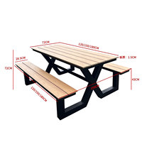 Banc de table de pique-nique extérieur moderne pour les patios commerciaux jardins parcs écoles supermarchés-vente d'usine de meubles en bois métallique