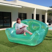 Canapé gonflable de couleur verte transparente siège Double personne chaise soufflante cour Portable canapé gonflable canapé d'air sur Stock