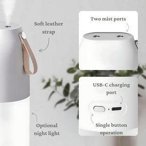 300ml Quiet Portable Ultrasonic Humidifier 2000mAh Battery Double <b>Spray</b> Atmosphere Lamp Car Household Hotel Use Plastic Material - Product Image 5