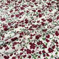 Tissu satiné 100 % polyester anti-boulochage et antistatique, imprimé motif floral miniature froissé, pour vêtements de nuit de mariage et sacs pour filles