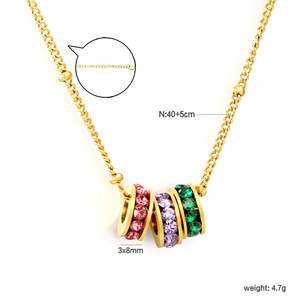 Collar de círculo con diamantes de colores de estilo europeo, colgante de acero inoxidable para mujer, uso diario - Product Image 5